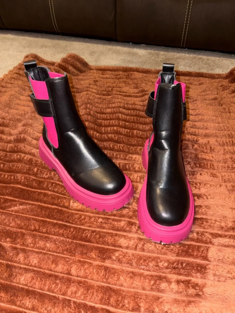 Black Boots with Hot Pink Platform Soles